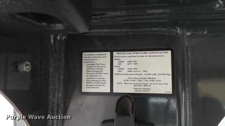 image for item DD7342 2008 John Deere 772D motor grader