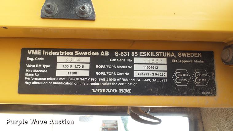 image for item DD7343 1995 Volvo L70C wheel loader