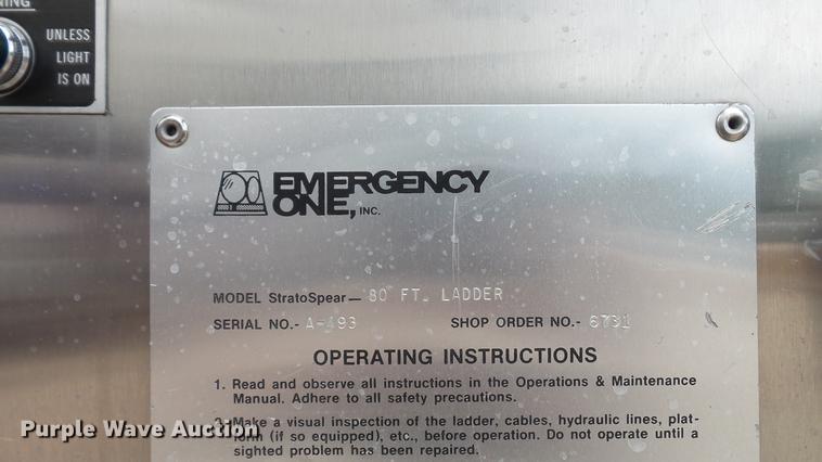 image for item DD7344 1989 Emergency One ladder fire truck