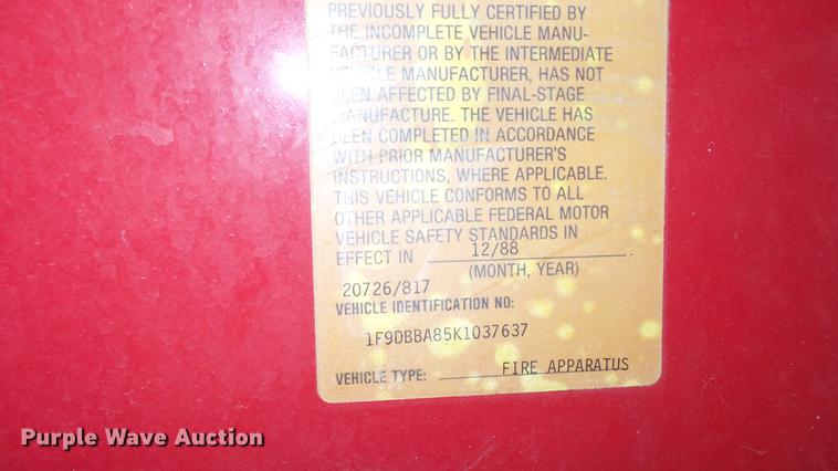 image for item DD7344 1989 Emergency One ladder fire truck