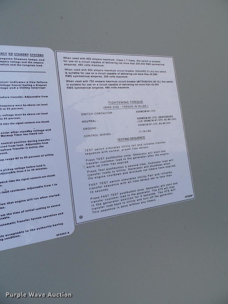 image for item DE5166 2007 Generac QT13068ANSNA generator