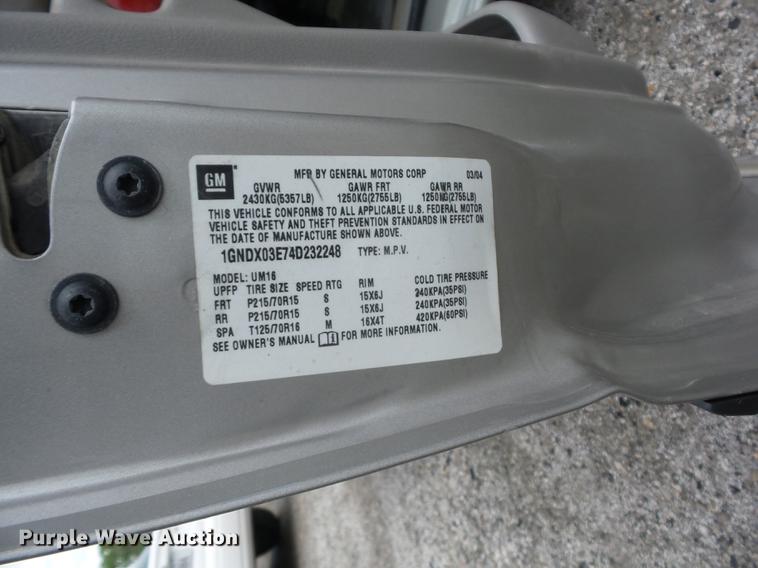 image for item EI9914 2004 Chevrolet Venture Extended van