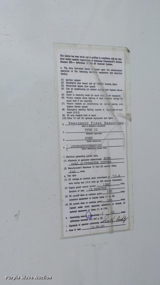 image for item ES9419 2000 Ford Econoline E450 Super Duty ambulance