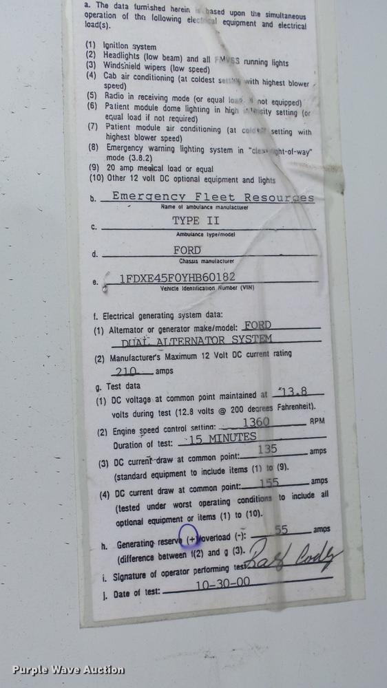 image for item ES9419 2000 Ford Econoline E450 Super Duty ambulance