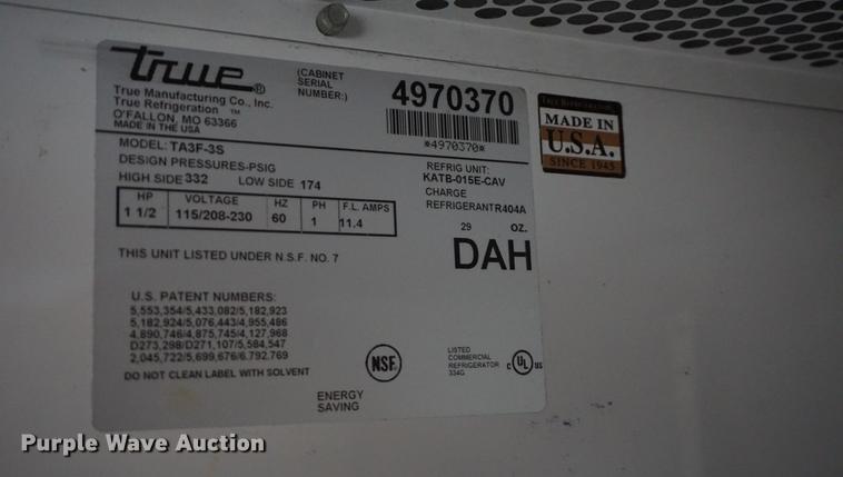 image for item ES9936 True TA3F-3S freezer