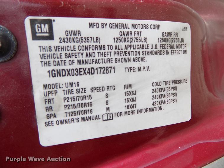 image for item DB8630 2004 Chevrolet Venture van