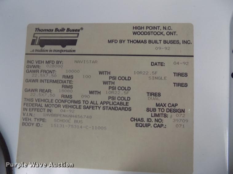 image for item DB8631 1992 International 3800 school bus
