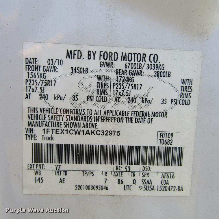 image for item DC0034 2010 Ford F150 XL SuperCab pickup truck