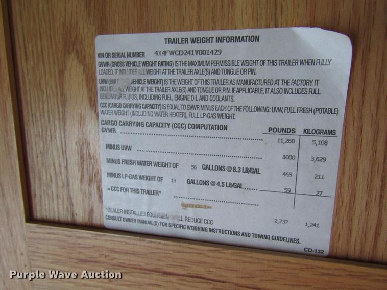 image for item DD4288 2001 Forest River Wildcat camper