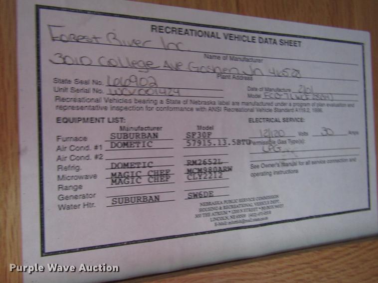 image for item DD4288 2001 Forest River Wildcat camper