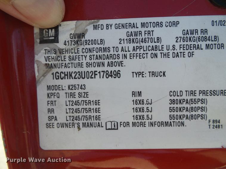 image for item DD5876 2002 Chevrolet Silverado 2500HD Crew Cab pickup truck