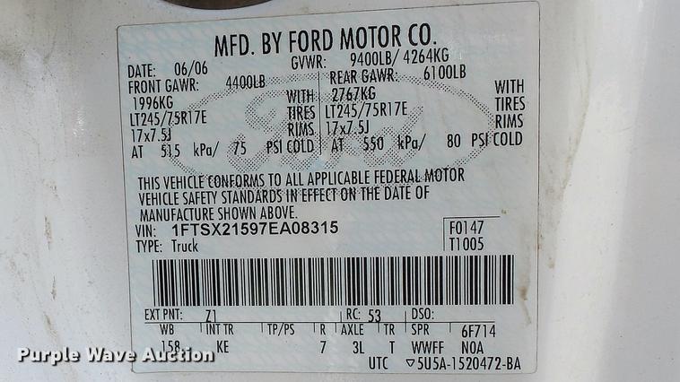 image for item DD7262 2007 Ford F250 Super Duty XL SuperCab pickup truck