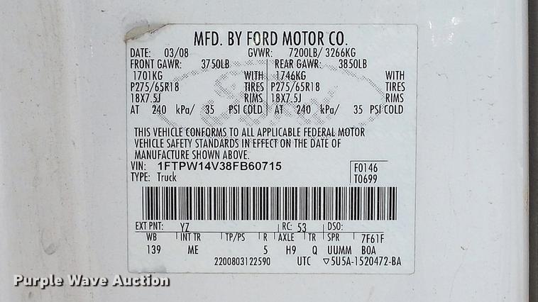image for item DD7264 2008 Ford F150 XLT SuperCrew pickup truck