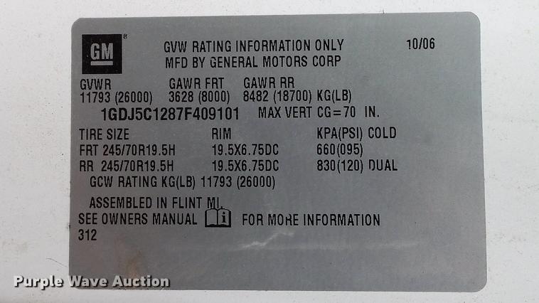 image for item DD7347 2007 GMC C5500 flatbed truck