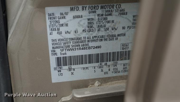 image for item DD7829 2008 Ford F350 Super Duty Crew Cab pickup truck