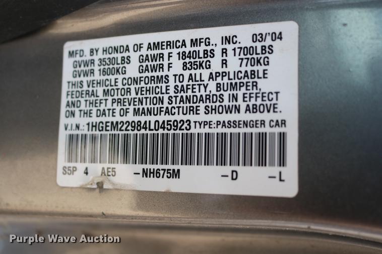 image for item DD8227 2004 Honda Civic