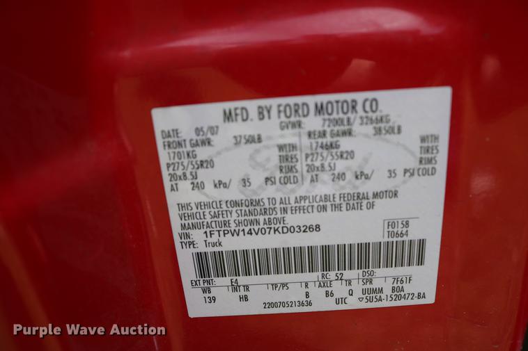 image for item DD8229 2007 Ford F150 SuperCrew pickup truck