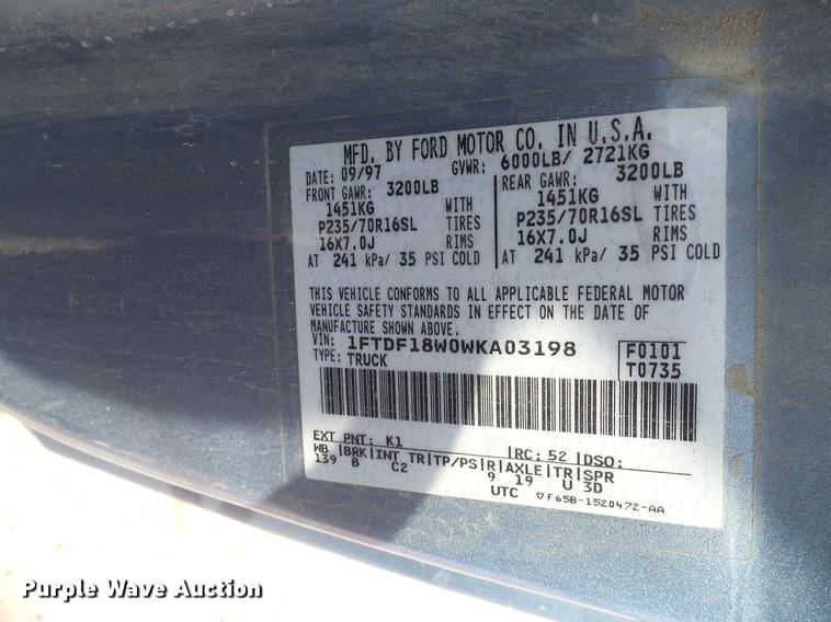 image for item DD8386 1998 Ford F150 pickup truck