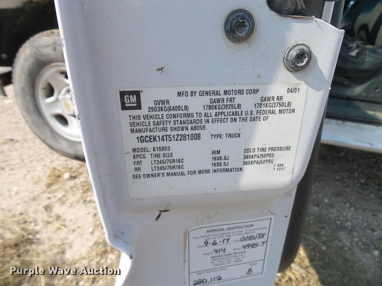 image for item DD8393 2001 Chevrolet Silverado 1500 pickup truck