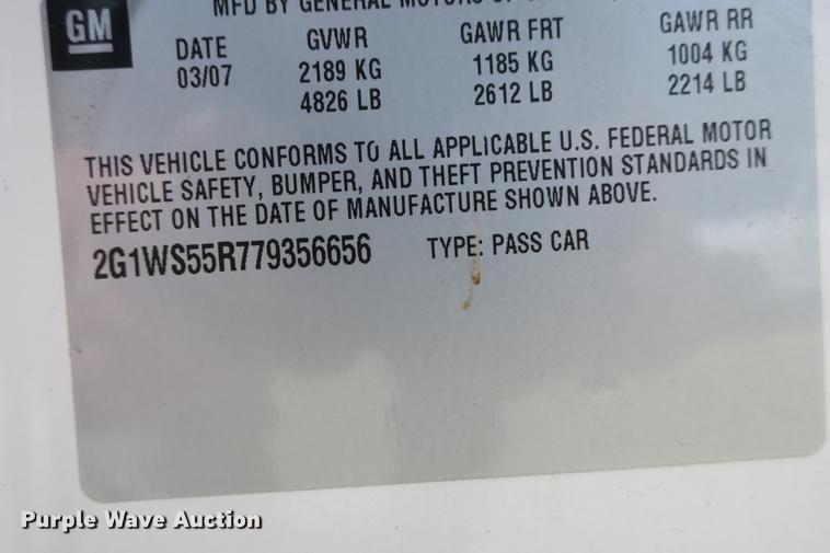 image for item DE3774 2007 Chevrolet Impala Police