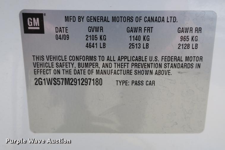 image for item DE3776 2009 Chevrolet Impala Police