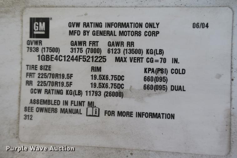 image for item DE3798 2004 Chevrolet C4500 box truck