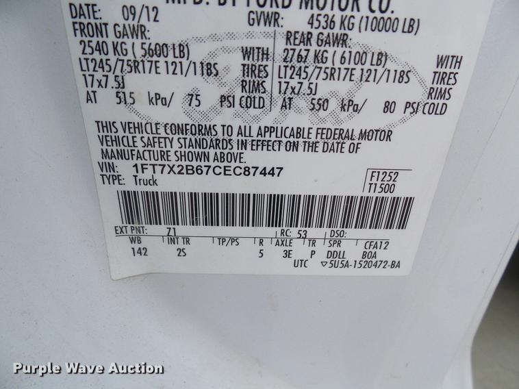 image for item DE5169 2012 Ford F250 Super Duty SuperCab pickup truck