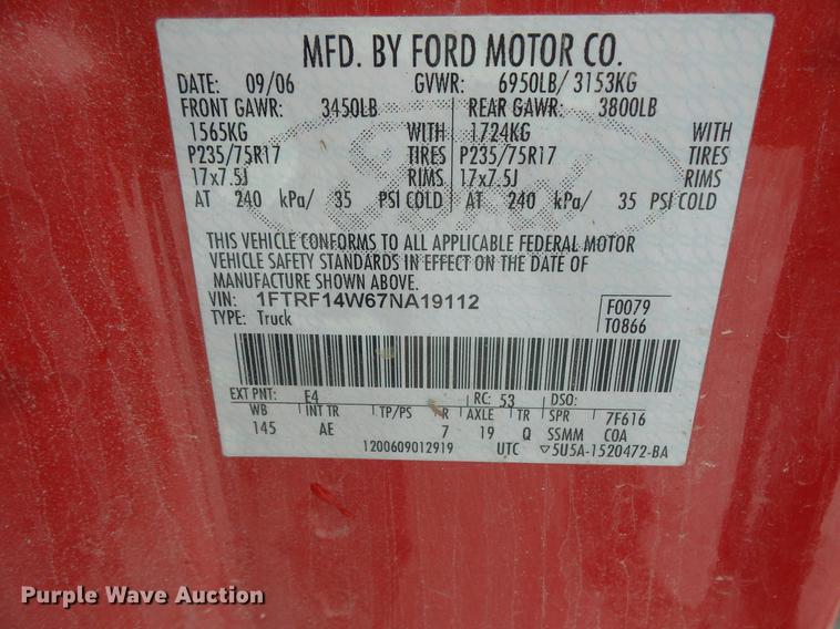 image for item DW9633 2007 Ford F150 pickup truck