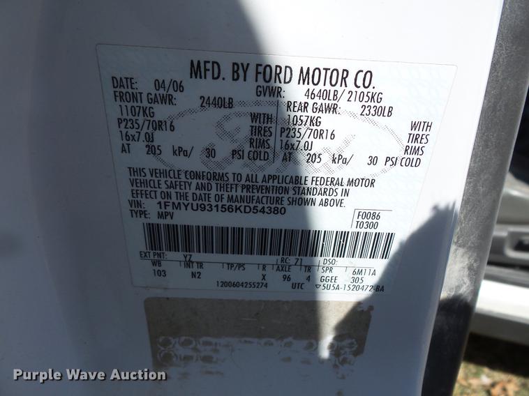 image for item DW9639 2006 Ford Escape SUV