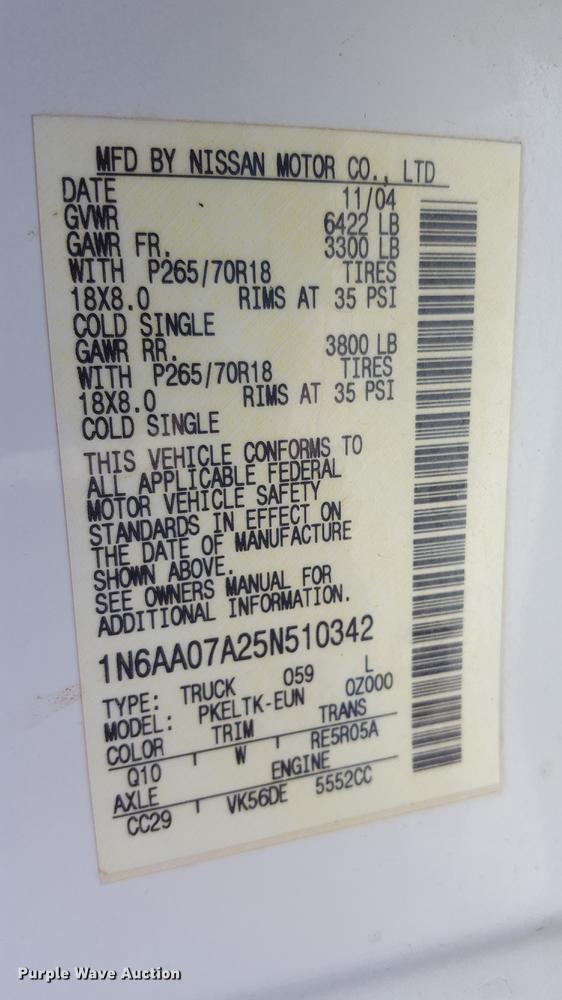 image for item EI9645 2005 Nissan Titan Crew Cab pickup truck