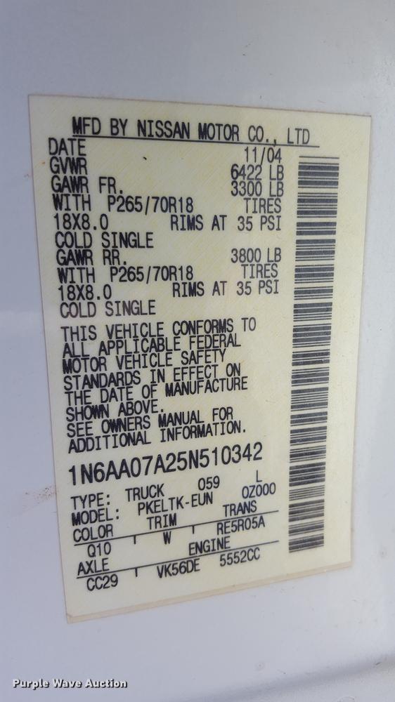 image for item EI9645 2005 Nissan Titan Crew Cab pickup truck