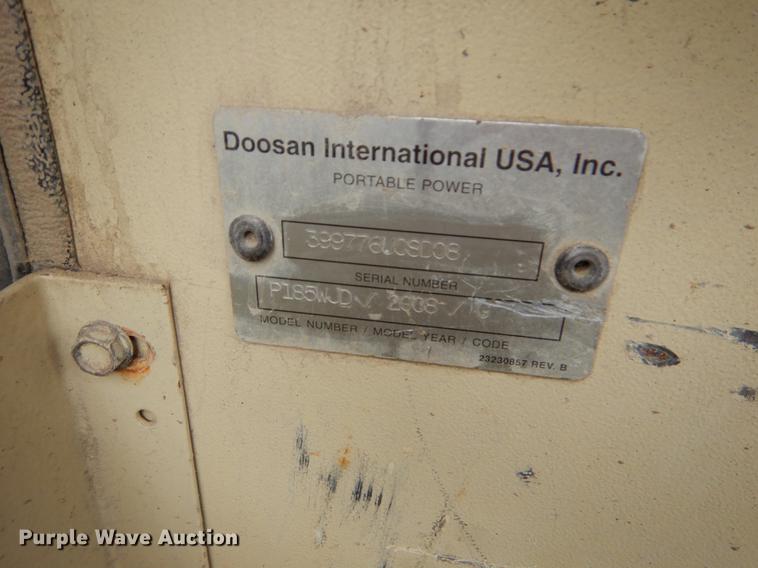 image for item EO9551 2008 Ingersoll Rand P185WJD air compressor