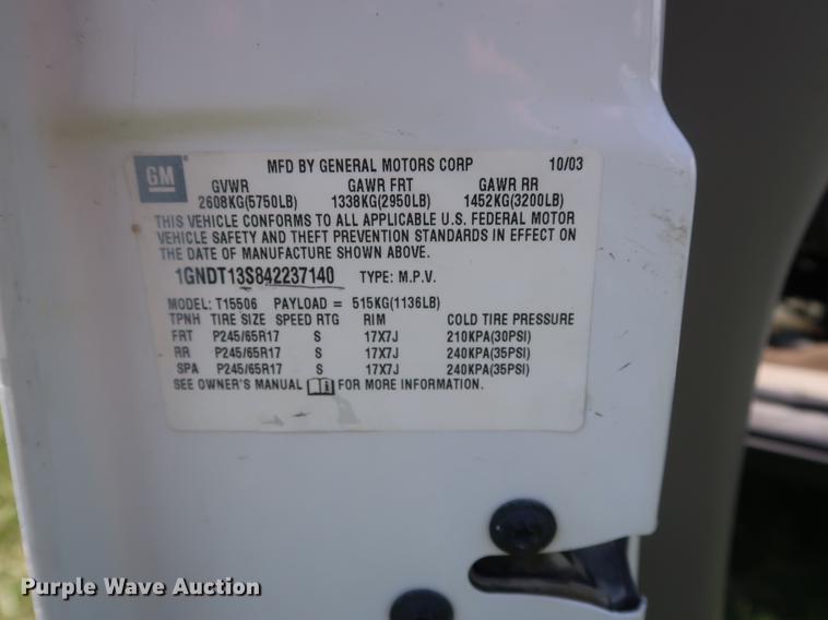 image for item EP9353 2004 Chevrolet TrailBlazer SUV