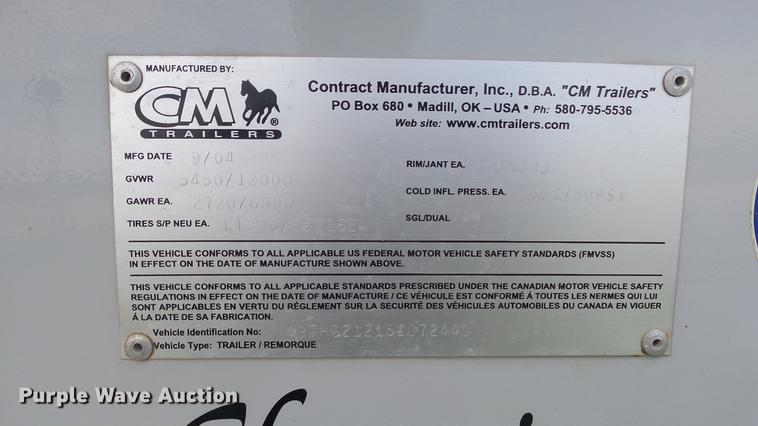 image for item ER9700 2005 CM Legacy livestock trailer