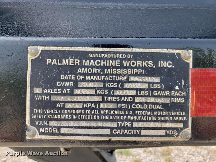 image for item BW9201 2006 Palmer TA-24H end dump trailer