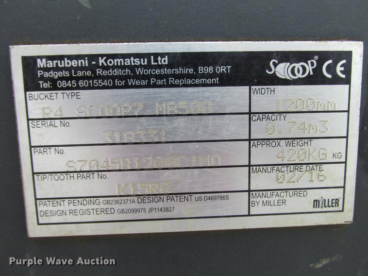 image for item DB9316 2016 Komatsu excavator bucket