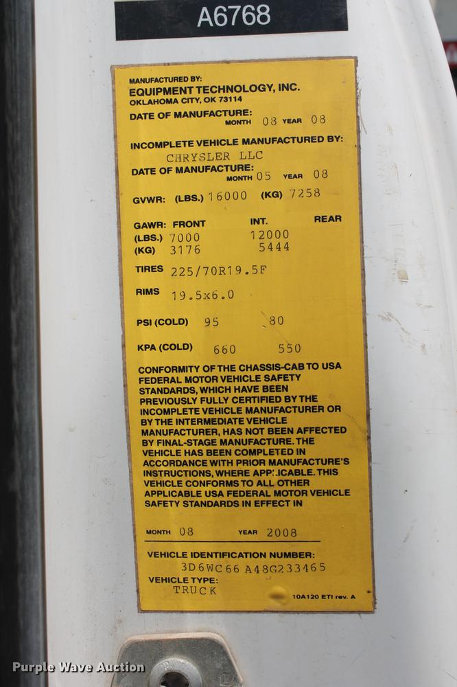 image for item DD5296 2008 Dodge Ram 4500HD bucket truck