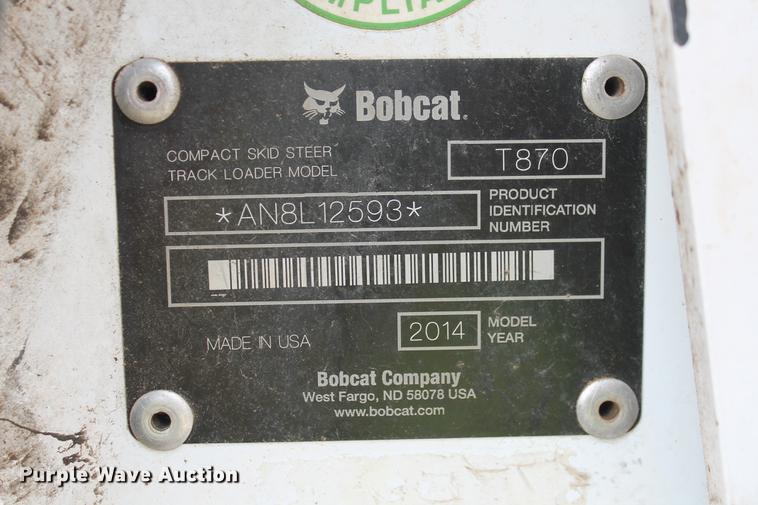 image for item DD5311 2014 Bobcat T870 skid steer