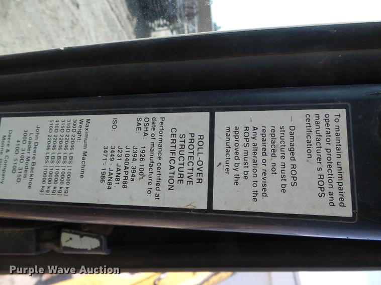 image for item DD5843 1996 John Deere 310D backhoe