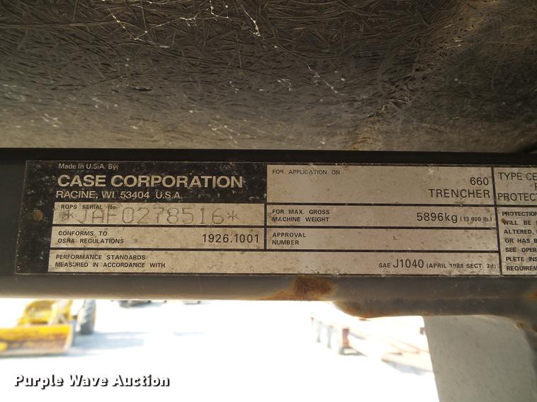 image for item DD5854 1999 Case 660 trencher