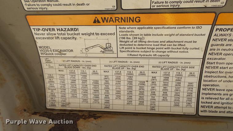 image for item DD7339 2008 Yanmar VIO35-5 mini excavator