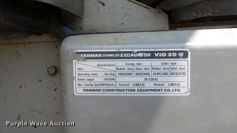 image for item DD7339 2008 Yanmar VIO35-5 mini excavator