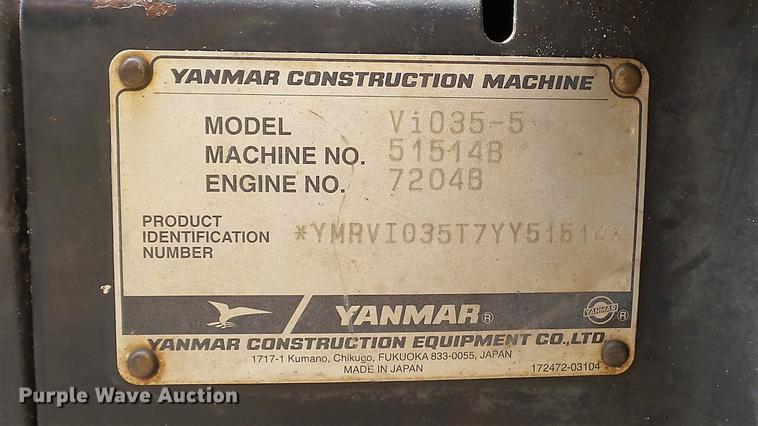 image for item DD7339 2008 Yanmar VIO35-5 mini excavator