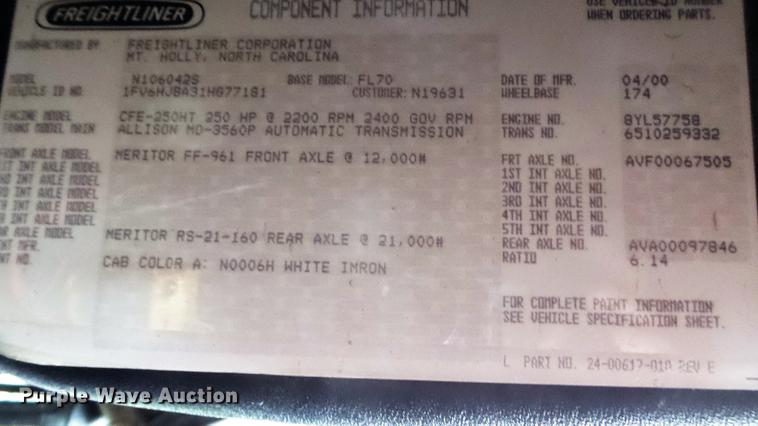 image for item DD7366 2001 Freightliner FL70 service truck