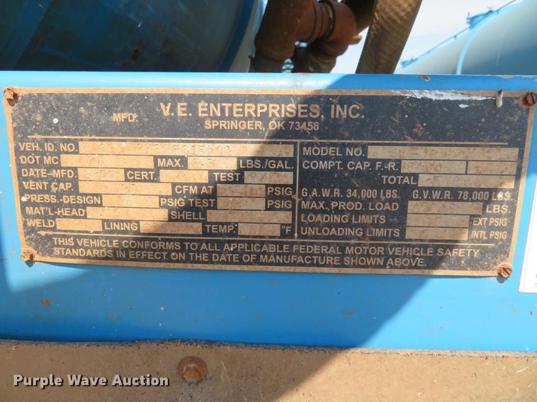 image for item DE6372 2009 VE EV-130 tank trailer