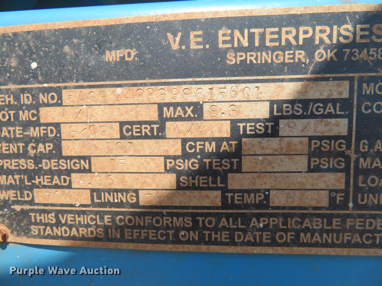 image for item DE6372 2009 VE EV-130 tank trailer