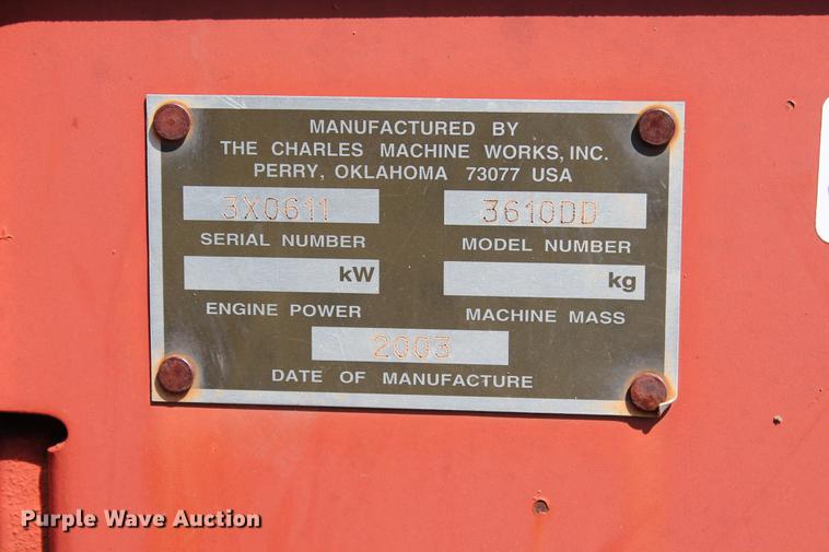 image for item DZ9990 2003 Ditch Witch 3610DD trencher