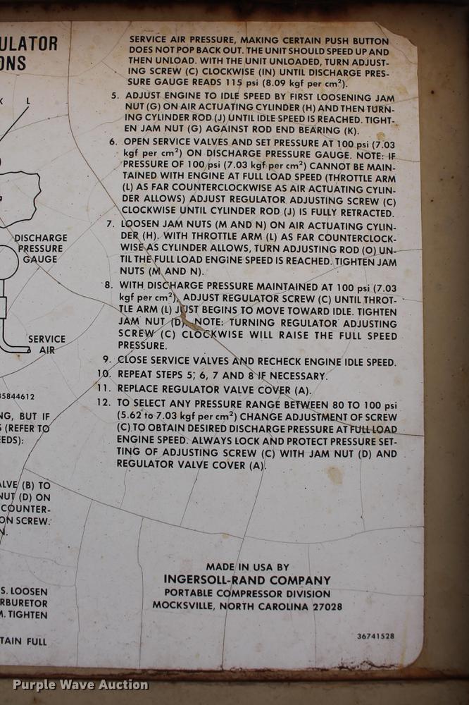 image for item DZ9992 Ingersoll Rand P100BWW air compressor