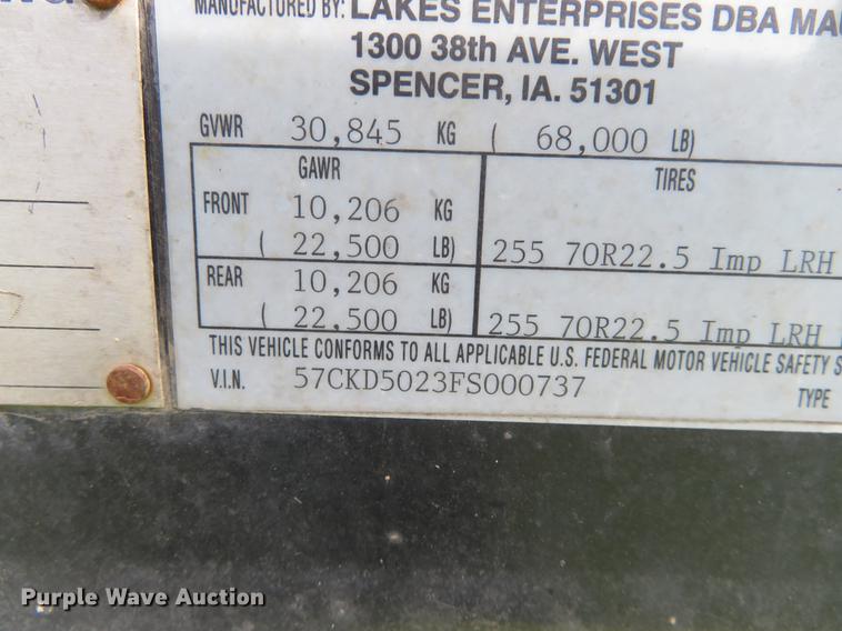 image for item DE6389 2015 Maurer equipment trailer