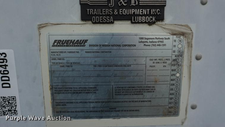 image for item DD6493 1999 Fruehauf dry van trailer